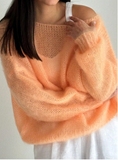 Elegant Women Solid Turtleneck Sweater, Casual Loose Long Sleeve Knit Sweater, Women "Nian Nian"
