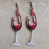 2D Flat Not 3D Pair of Women's Hot-Selling Acrylic Beer, Wine & Whiskey Earrings - Transparent Accessories