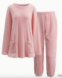 without print two piece set, hoodie & pants, Women's clothing