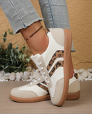 Women's Fashion Casual Sports Shoes, Leopard Print White Sneakers, Running Shoes
