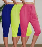 A Set of Three Casual Capri Pants with Bows, Comfortable Enough to Wear Outside As Loungewear
