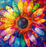 5D DIY Diamond Painting Kit, Floral Scene, Round Acrylic Diamonds,