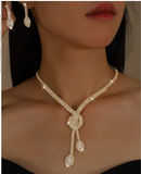 1pc Necklace + 1 Pair Earrings Women Jewelry Set, Geometric Pattern, Suitable For Daily