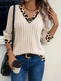 Women's Long Sleeve Printed Patchwork T-Shirt Top for Autumn/Winter