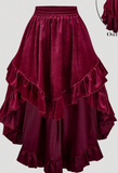 Women's White Ruffle Hem Skirt, Retro Black Layered A-Line Skirt
