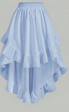 Women's White Ruffle Hem Skirt, Retro Black Layered A-Line Skirt