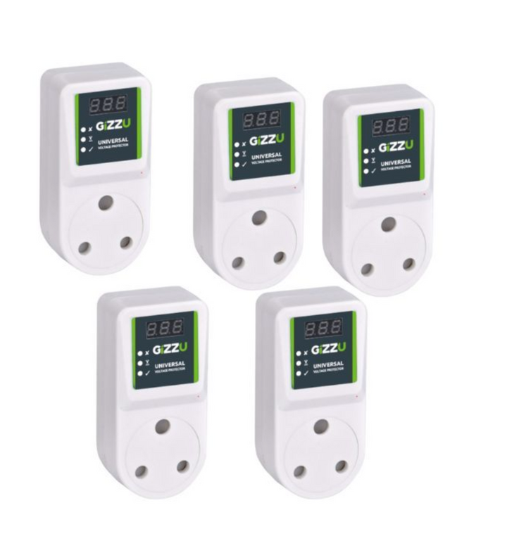 Gizzu - Universal - Voltage - Protector -Plug - Pack of 5