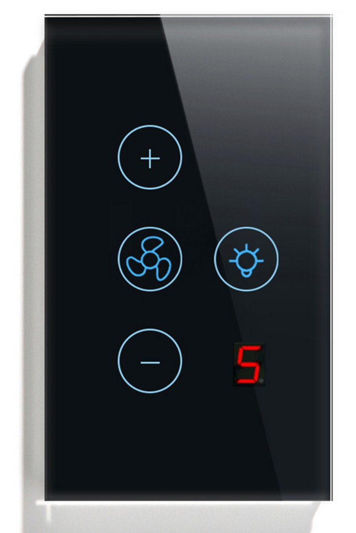 Tuya Zigbee Fan Light Switch US Network Connection APP Control Black