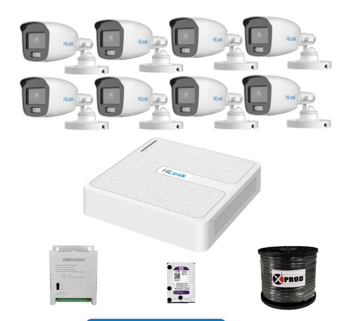 Hilook 8 Channel 1080p ColorVu Complete Kit