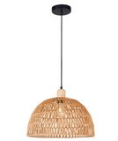 Bright Star Lighting PEN957 Woven Rope Pendant with Wood Detail