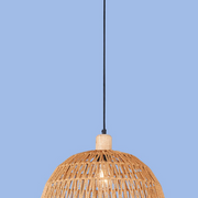 Bright Star Lighting PEN957 Woven Rope Pendant with Wood Detail