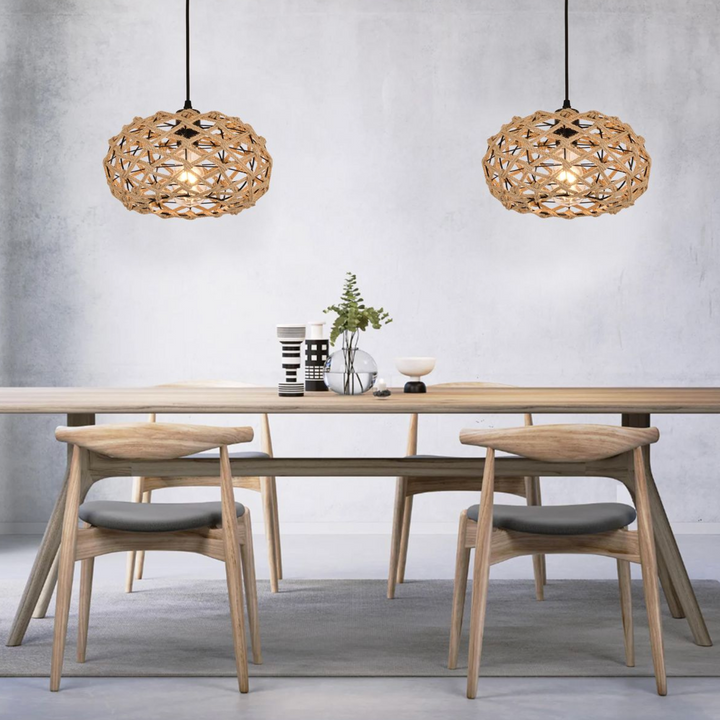 Round Bohemian Rope and Metal Pendant Light