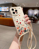 Lanyard 1pc Ditsy Floral Camera Protective Phone Case With Detachable Strap, Compatible With Apple,