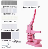 Square-Button-Maker-Machine, 50Mm/5.0 cm Fridge  Magnet Button Maker Kit, with 10pcs Magnet Supplies And 10pcs Plastic Pinback Supplies, Easy Craft Tool for Gifts