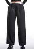 Contrast Pocket Casual Plus Size Wide Leg Pants In Fall/Winter