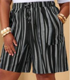 Plus Size Striped Casual Pocket Shorts, Summer Summer Summer Outfits
