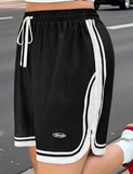 Muchica Black Sheer Plus Size Women's Shorts, Fashionable For Summer