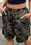 Plus Size Camouflage Printed Loose Casual Summer Shorts