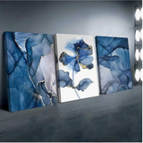 3pcs/Set Canvas Painting & Poster, Modern Blue Floral Abstract Art Decor, Home Decor, Wall Art, Room Decor,