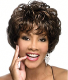 Women's Fashionable Full & Short Curly Hair Wig In Black Brown Color, 10 Inches, Suitable For Daily Wear