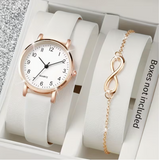 Minimalist Women's Quartz Watch with Niche Style and Digital Scale Dial + 8-Character Bracelet, 2pcs Set (Watch Box Not Included)