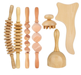 7 pcs Anti Cellulite Massage Set, Wooden Roller Lymphatic Drainage Tool