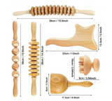 7 pcs Anti Cellulite Massage Set, Wooden Roller Lymphatic Drainage Tool