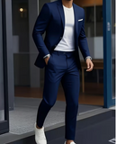 Men's 2-Piece Suit Set, Including a Blazer and Trousers, a Stylish Formal Attire Suitable for Parties, Gatherings, and Weddings