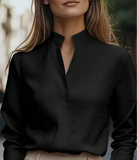 European And American Fashion Minimalist Solid Color Commuter Shirt, Satin Collar Design,