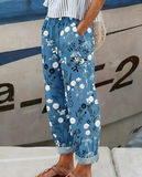 Spring Summer Women'S Printed Pants - Vibrant Abstract Design, Elastic Waist with Pockets, Loose Fit for Fall, Perfect for Casual Or Outdoor Wear,