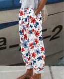 Spring/Summer Women's Casual Printed Straight-Leg Pants - All-Season Machine-Washable Trousers, Autumn Comfortable Loose-Fit Women's Pants,