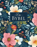 NLV Donkerblou Blomme Kunsleer Joernaal-Bybel