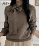 DAZY New Arrival Solid Color Casual Bowknot Knot Decor Women Sweater, Autumn,Fall Women Clothes