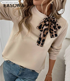 Easowa Women Casual Tie-Neck Long Sleeve Sweatshirt Fall Women Clothes Business Casual