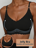 Single-piece Women's Simple Solid-color Wire-free Bra, Comfortable and Breathable, with Removable Pads and Ruffle Trim