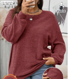 EMERY ROSE Plus Size Solid Color Casual Pullover Sweatshirt,