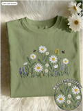 Sunflower Embroidery Design Vibrant Floral Print Spring And Summer Outfit For Women,
