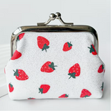 Women's Mini Coin Wallet with Fruit Print - Portable Red Envelope Clasp Wallet Suitable for, Cards & Cash - Lightweight Compact Handbag Accessory (No Washable Care)