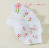 1 Pair (Random Color)/5 Pairs Spring Autumn Baby Socks with Floral, Bow Design, Cute Lively Soft Warm Mid-Calf Socks, Suitable for Children'S Birthday, Holiday Gift, Daily Wear