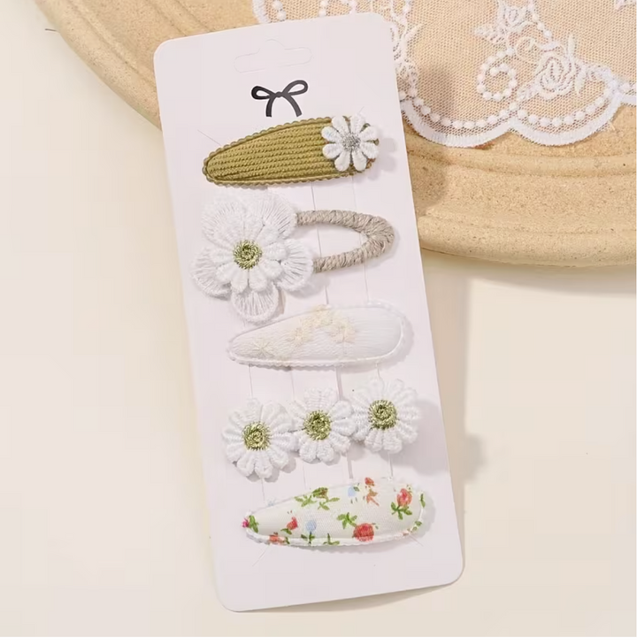 5pcs Set Mini Girl Hair Clips - Sweet Flower Bow Clips with Pastel & Soft Colors, Mini Hair Accessories for Braids, Ponytails, Buns for, Parties, Weddings, Casual Attire (Teen)