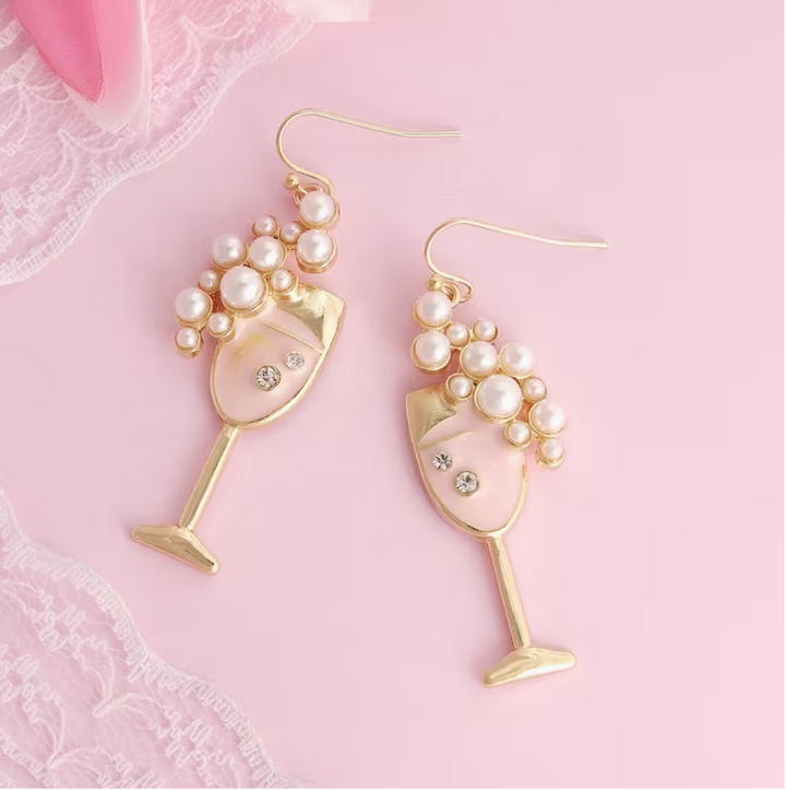 A Cute and Unique Drop Enamel Wine Glass-style Stud Earring for Women. Perfect as a Valentine's Day Gift for Your Girlfriend or for Casual Attire