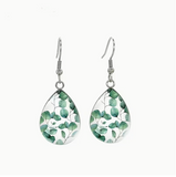 A Pair of White Eucalyptus Branch Drop Earrings, Featuring Eucalyptus Leaf Designs. Suitable for Casual Attire, Party Accessories, and as Gifts for Family/friends
