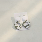 Chic Black Floral Graffiti Acrylic Dangle Earrings for Women - Perfect for Vacations, Music Festivals & Everyday Fashion