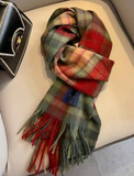 1pc 100% Wool Plaid Scarf/Shawl For Women, High-Quality Winter Neck Warmer, Birthday Gift