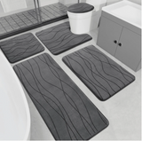 2/3/5pcs Wavy Design Bathroom Mat Set, Memory Foam Bathroom Rug Carpet Set,