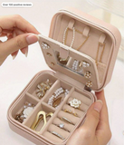 1pc Travel Jewelry Box, Small PU Leather Jewelry Storage Box With Mirror,