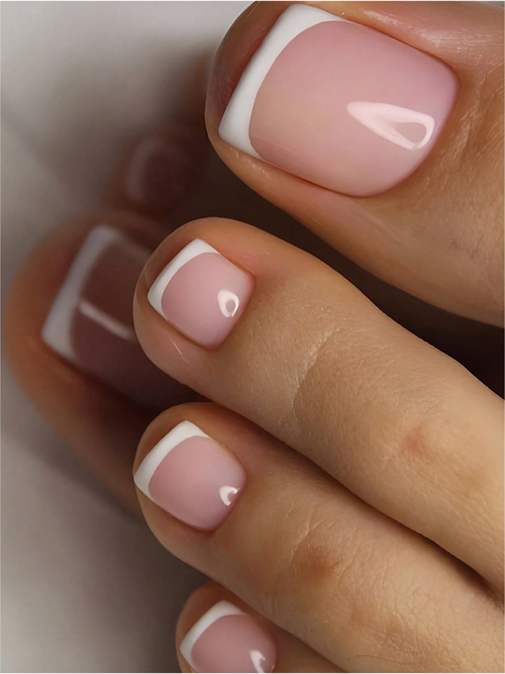 Elegant Nail Stickers, 24pcs Short Square Toe Nail Wraps