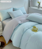 3pcs Set Blue & Light Gray Brushed Duvet Cover