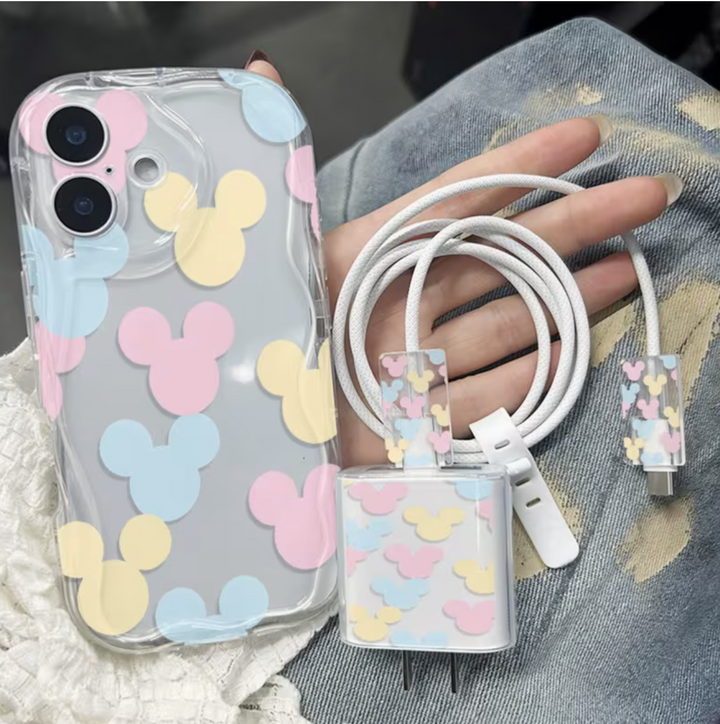 Phone Case - A 5pcs Disney Set That Includes a Phone Case, a Charger Cover, Two Data Cable Protectors, And a Data Cable Tie
