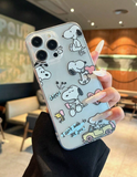 1pc Cute Snoopy Letter Pattern Phone Case, Precise Cutout Camera Protection Compatible